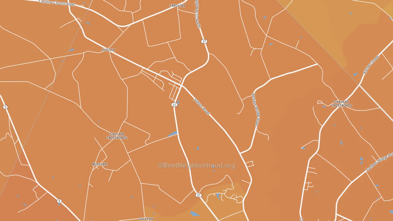 Map of the best neighborhoods in the Little Rock area, with better matches in green and worse matches in red