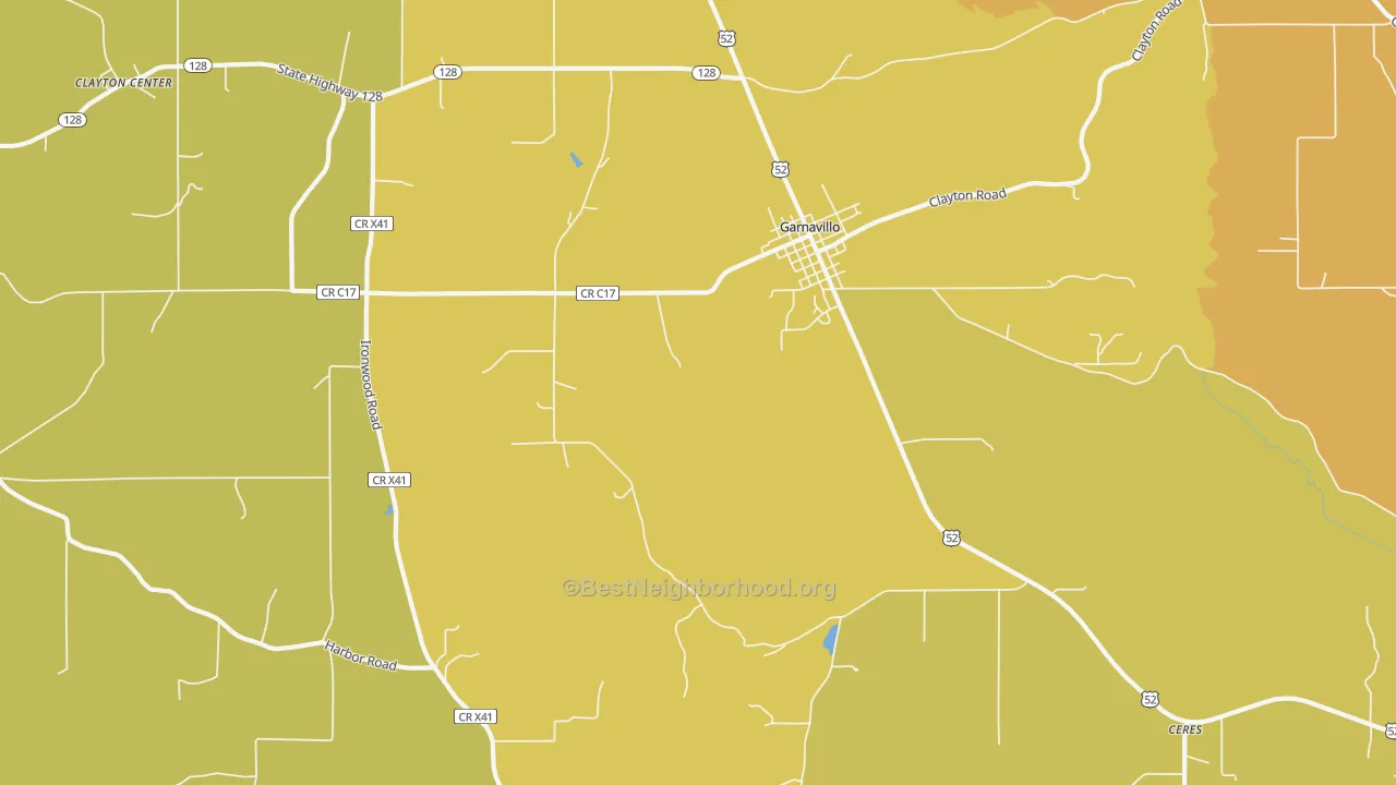 Map of the best neighborhoods in the Littleport area, with better matches in green and worse matches in red