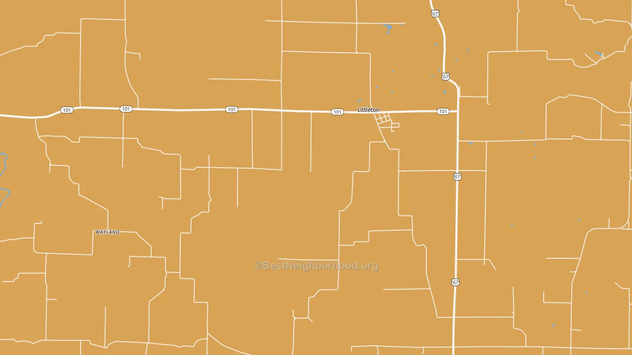 Map of the best neighborhoods in the Littleton area, with better matches in green and worse matches in red