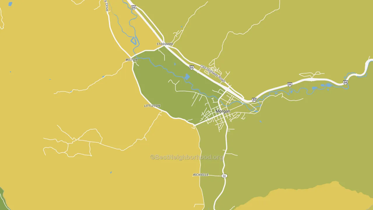 Map of the best neighborhoods in the Littleton area, with better matches in green and worse matches in red