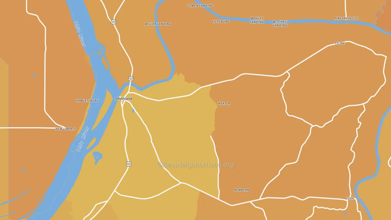 Map of the best neighborhoods in the Livingston County area, with better matches in green and worse matches in red