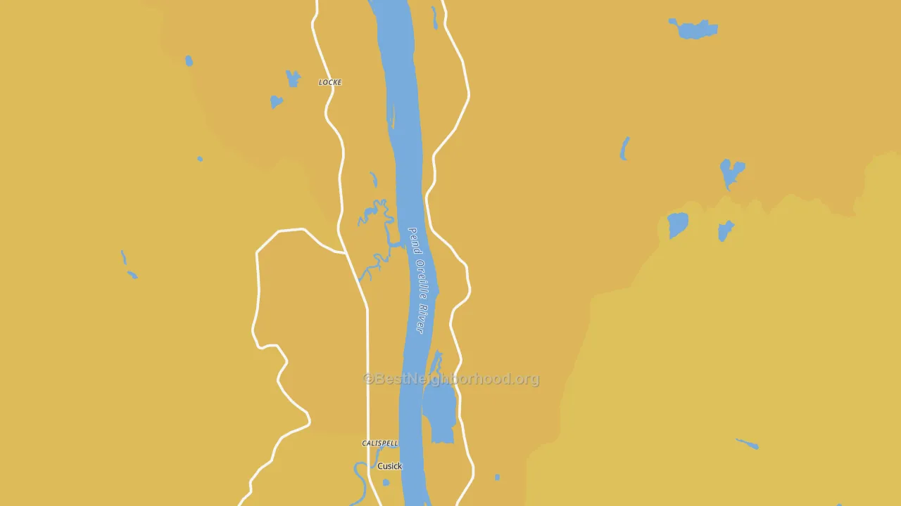 Map of the best neighborhoods in the Locke area, with better matches in green and worse matches in red