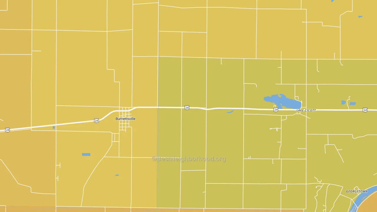 Map of the best neighborhoods in the Lockport area, with better matches in green and worse matches in red