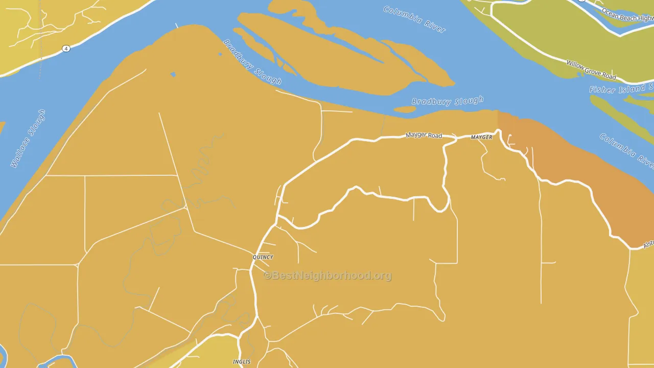 Map of the best neighborhoods in the Locoda area, with better matches in green and worse matches in red