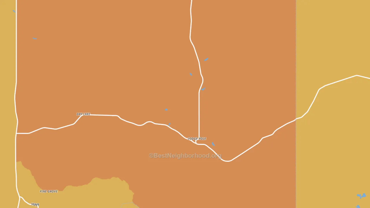Map of the best neighborhoods in the Lodge Pole area, with better matches in green and worse matches in red