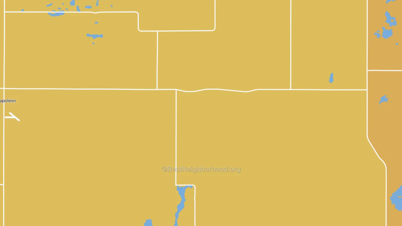 Map of the best neighborhoods in the Logan County area, with better matches in green and worse matches in red