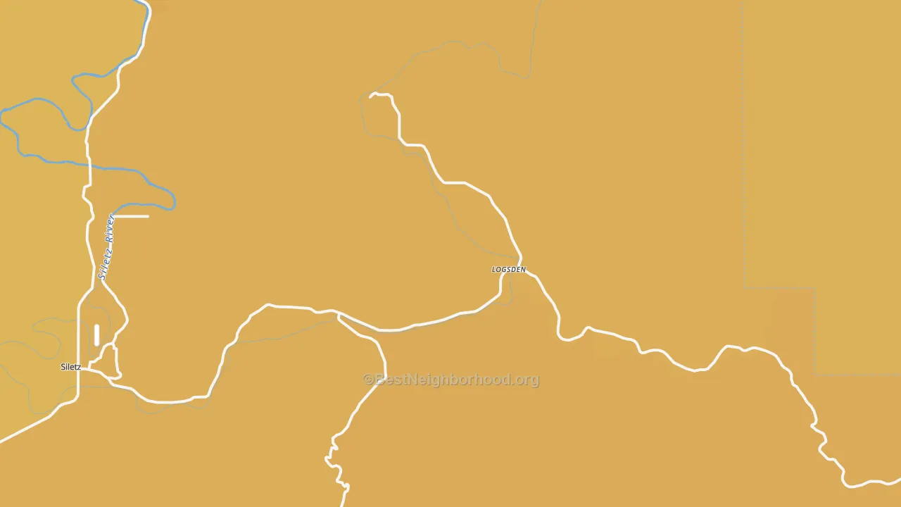 Map of the best neighborhoods in the Logsden area, with better matches in green and worse matches in red