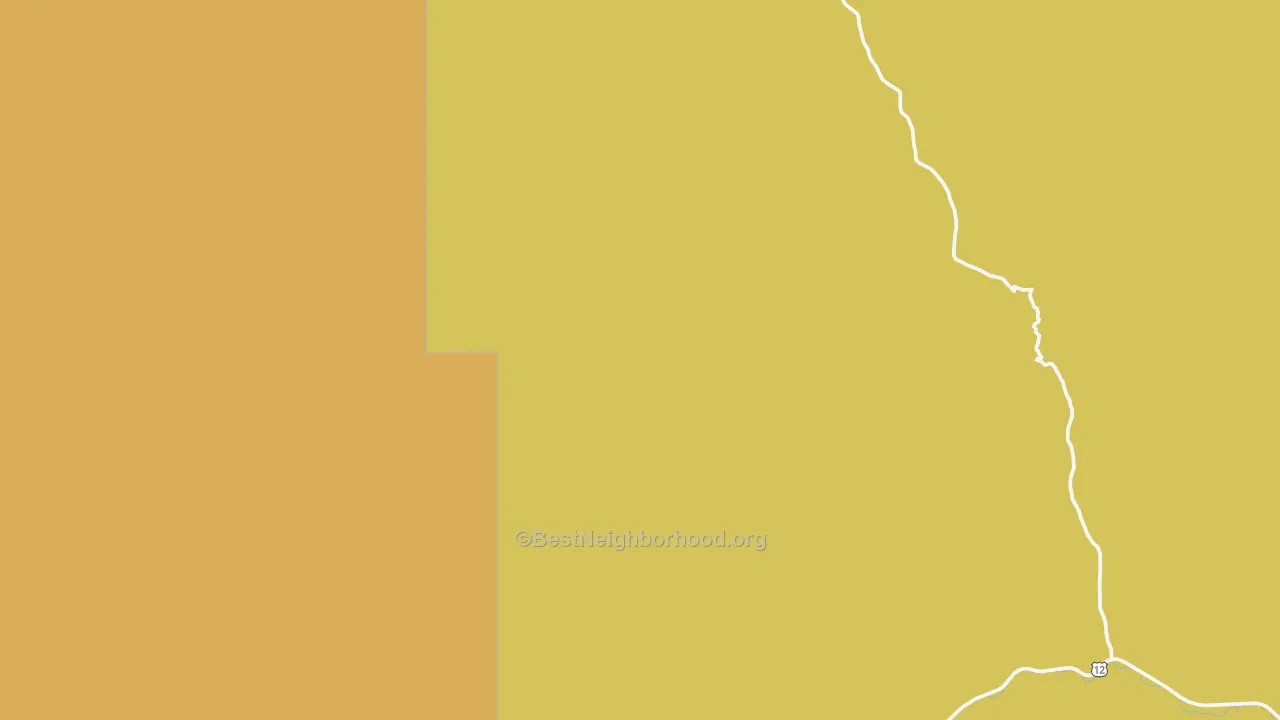 Map of the best neighborhoods in the Lolo Hot Springs area, with better matches in green and worse matches in red