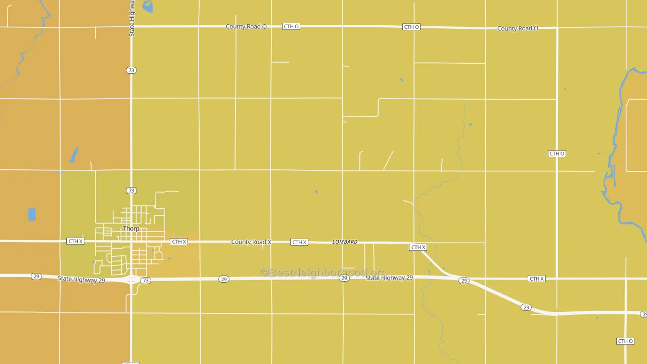 Map of the best neighborhoods in the Lombard area, with better matches in green and worse matches in red