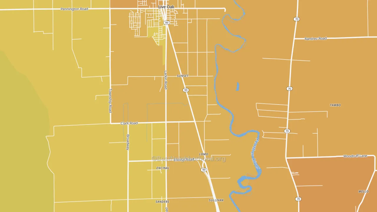 Map of the best neighborhoods in the Lomo area, with better matches in green and worse matches in red