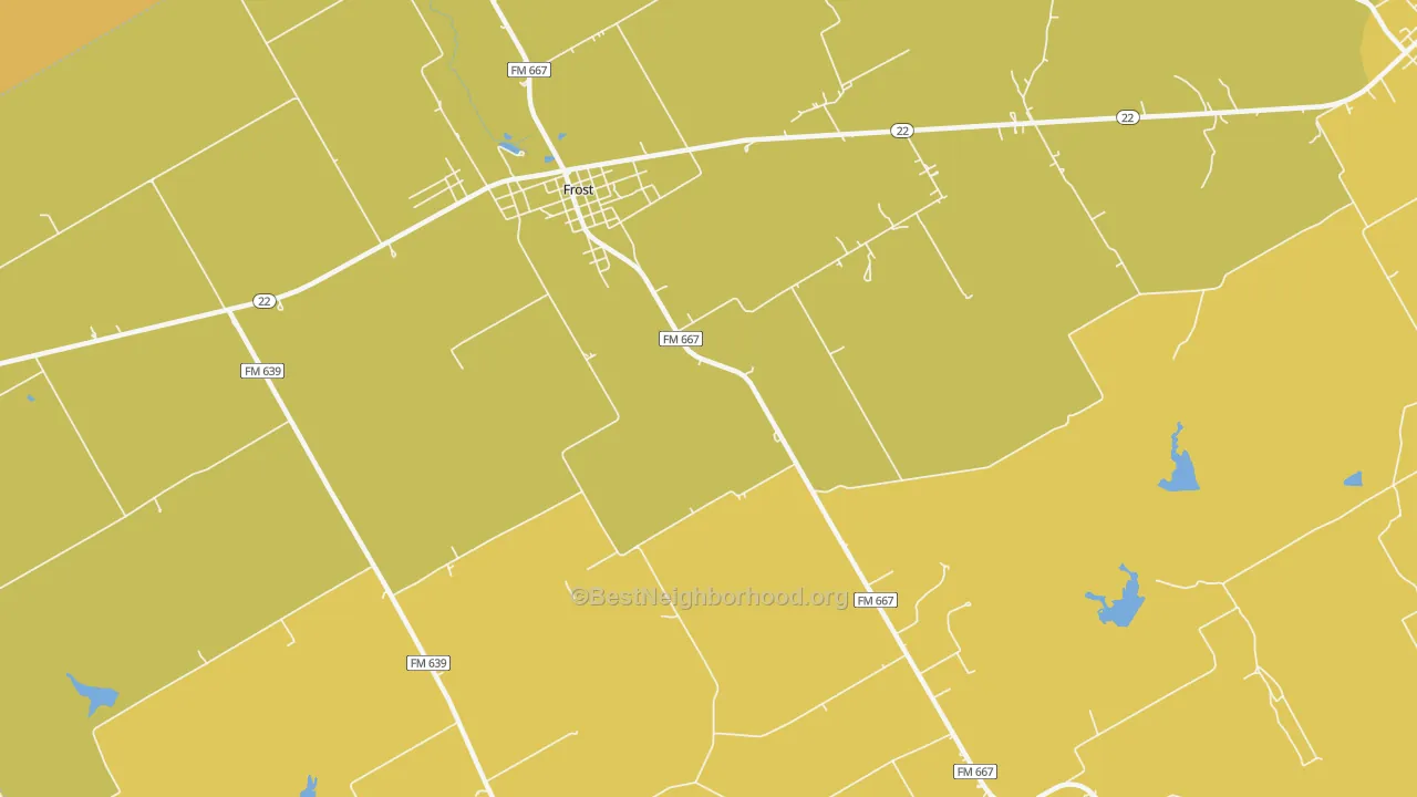 Map of the best neighborhoods in the Lone Cedar area, with better matches in green and worse matches in red