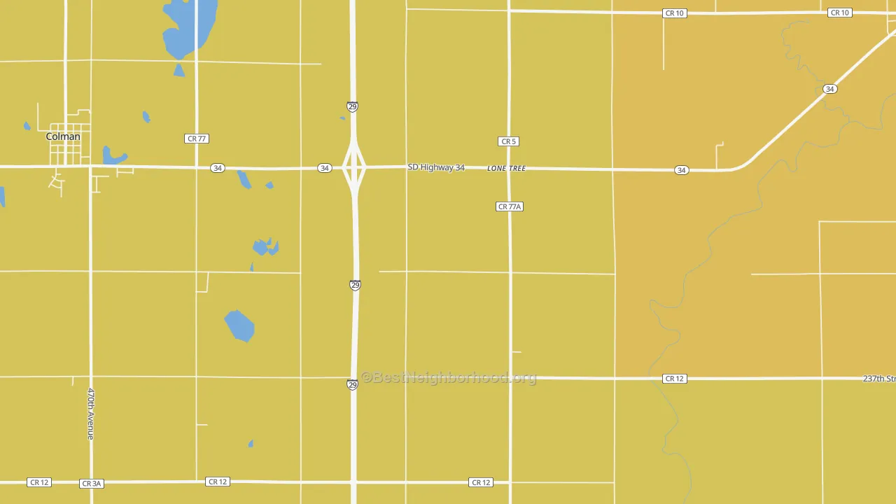 Map of the best neighborhoods in the Lone Tree area, with better matches in green and worse matches in red