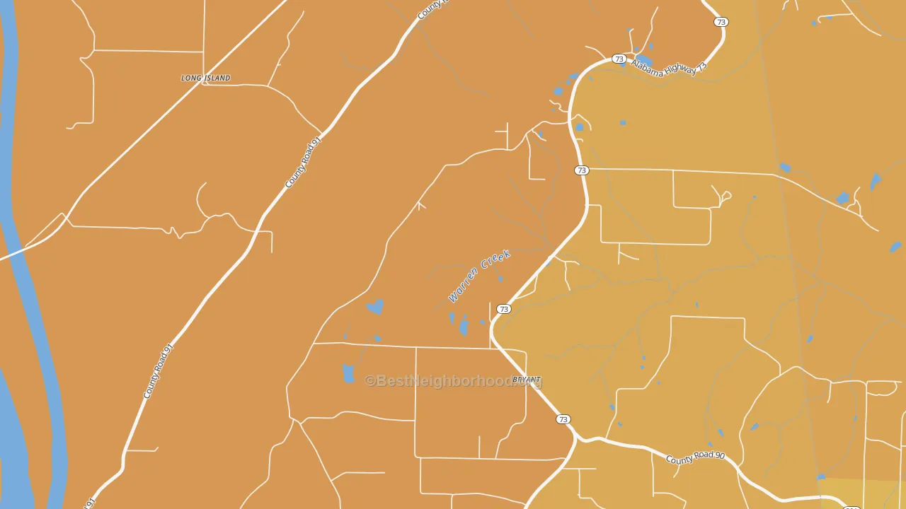 Map of the best neighborhoods in the Long Island area, with better matches in green and worse matches in red