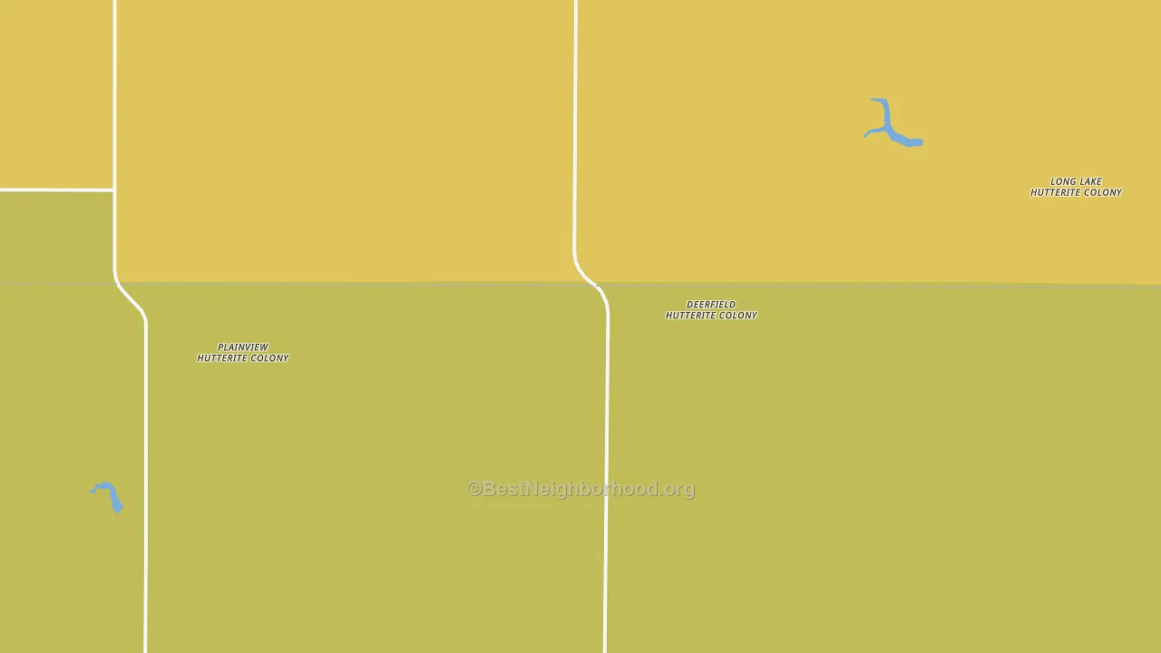 Map of the best neighborhoods in the Long Lake Colony area, with better matches in green and worse matches in red