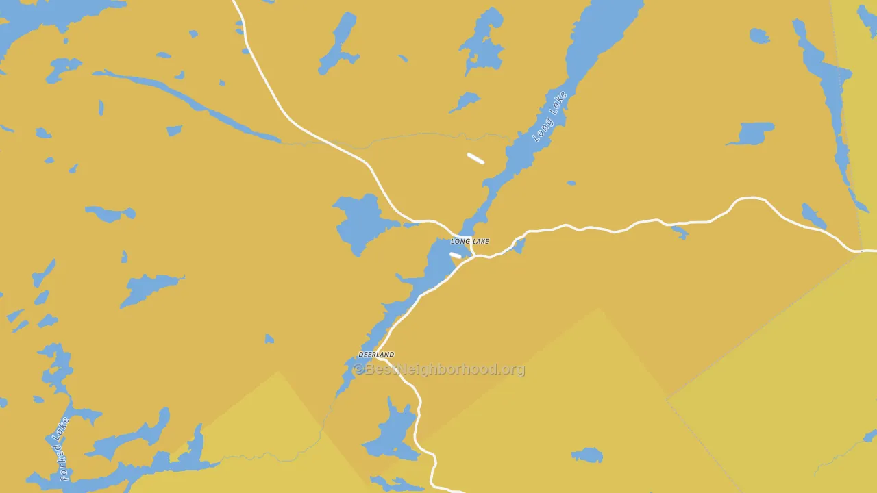 Map of the best neighborhoods in the Long Lake area, with better matches in green and worse matches in red