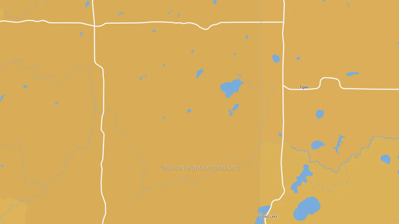 Map of the best neighborhoods in the Long Lake area, with better matches in green and worse matches in red