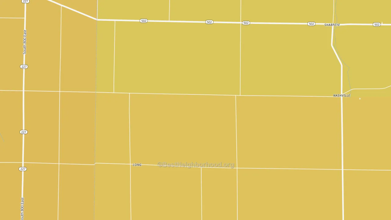 Map of the best neighborhoods in the Long area, with better matches in green and worse matches in red