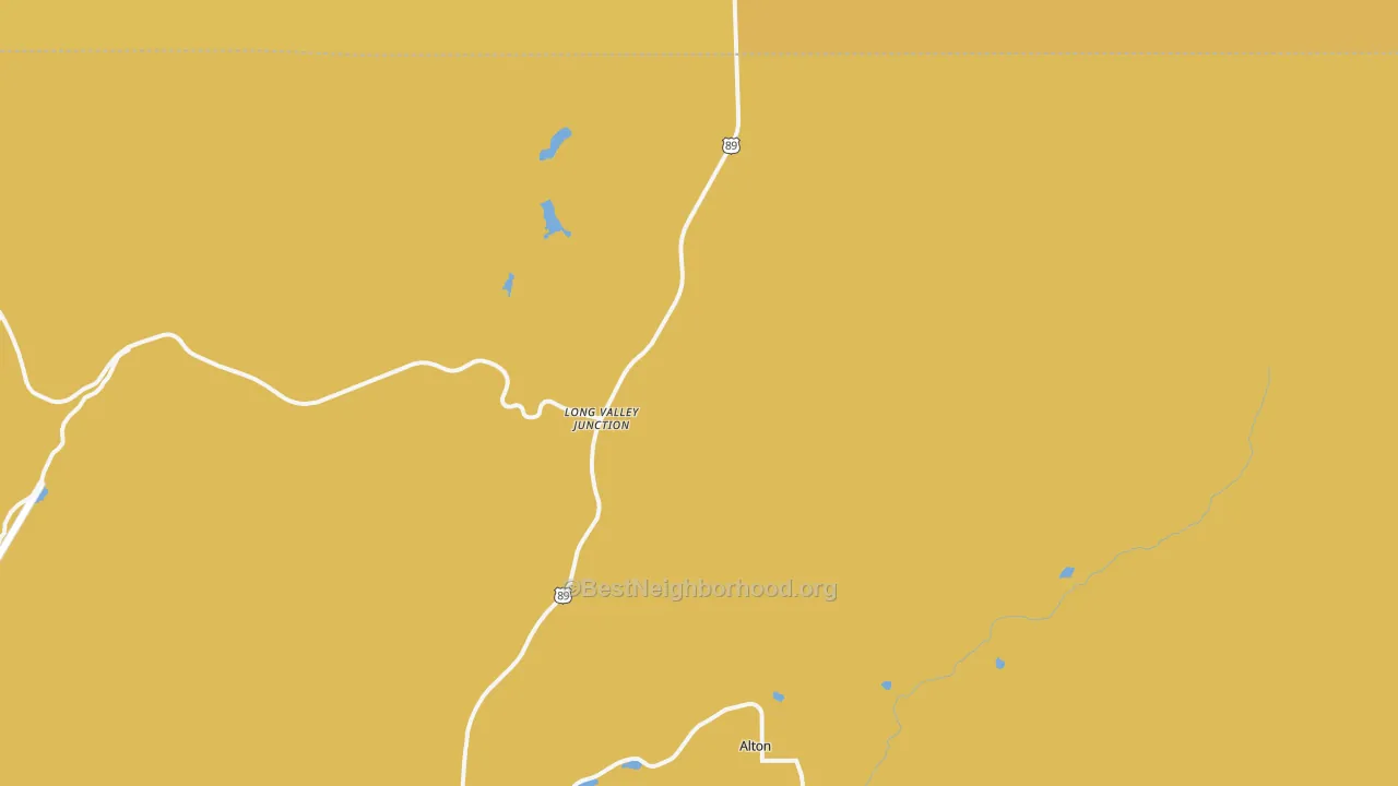 Map of the best neighborhoods in the Long Valley Junction area, with better matches in green and worse matches in red