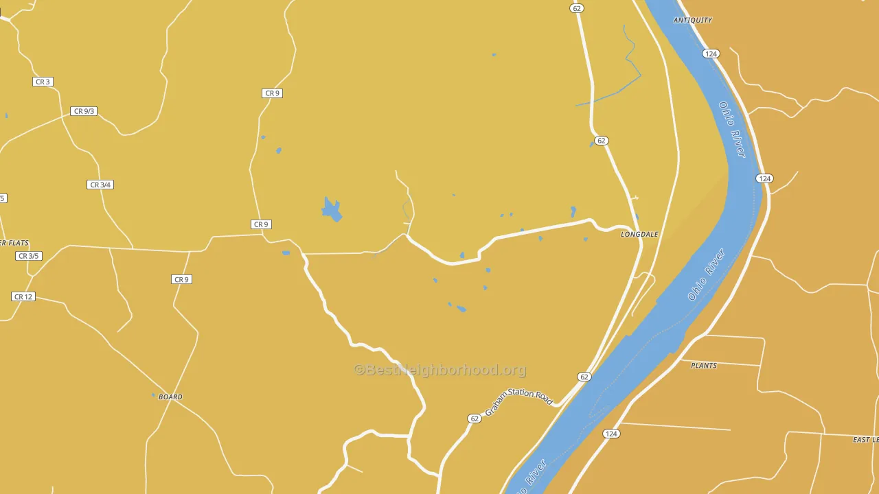 Map of the best neighborhoods in the Longdale area, with better matches in green and worse matches in red
