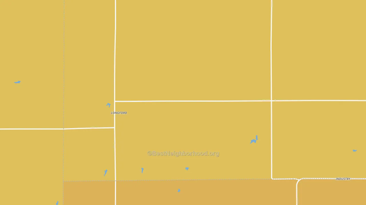 Map of the best neighborhoods in the Longford area, with better matches in green and worse matches in red