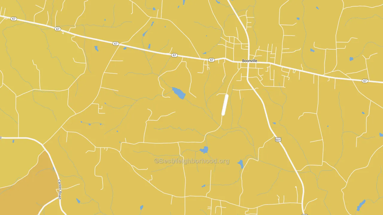 Map of the best neighborhoods in the Longtown area, with better matches in green and worse matches in red