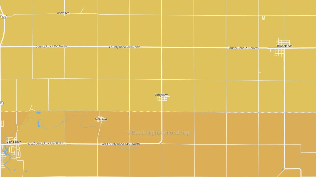Map of the best neighborhoods in the Longview area, with better matches in green and worse matches in red