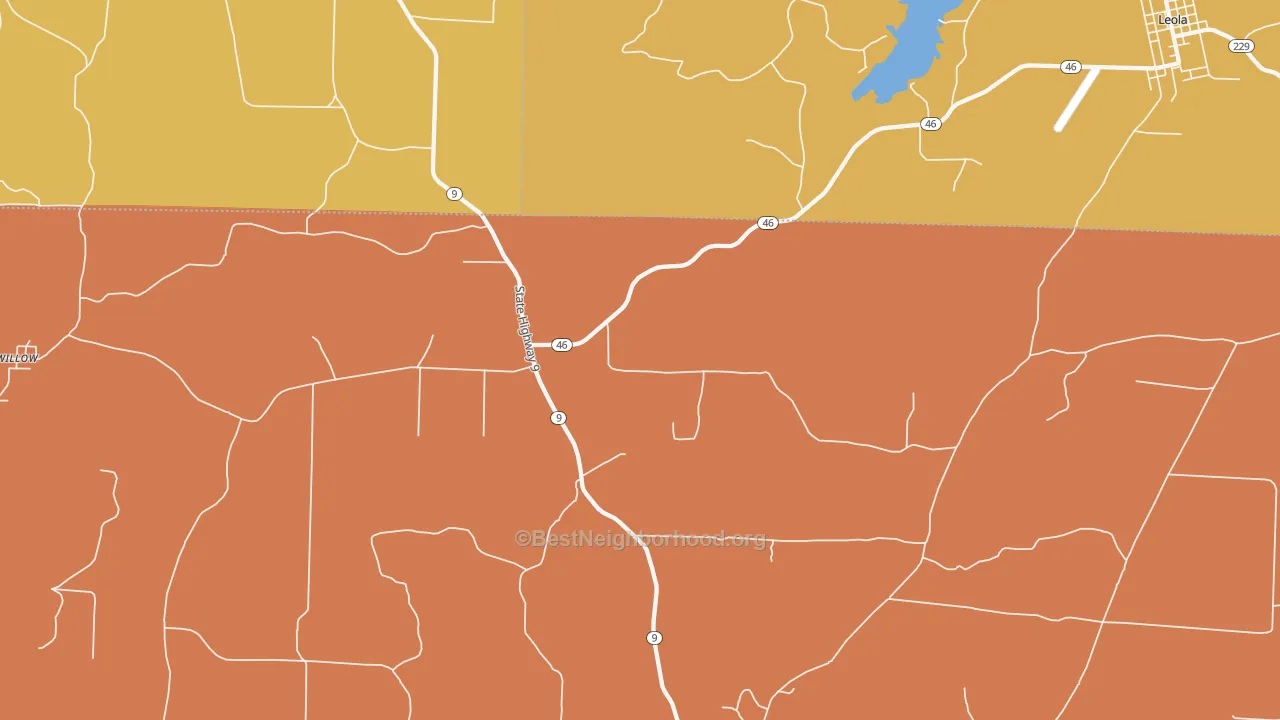 Map of the best neighborhoods in the Lono area, with better matches in green and worse matches in red