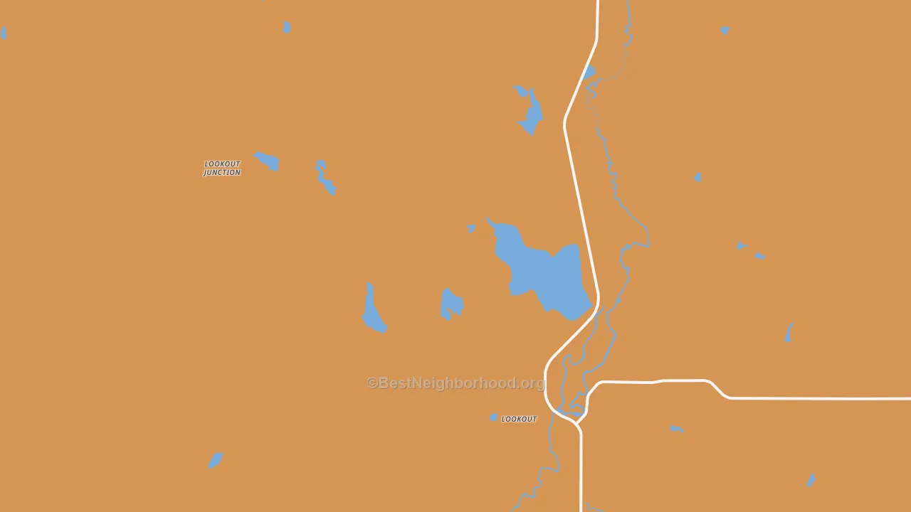 Map of the best neighborhoods in the Lookout area, with better matches in green and worse matches in red