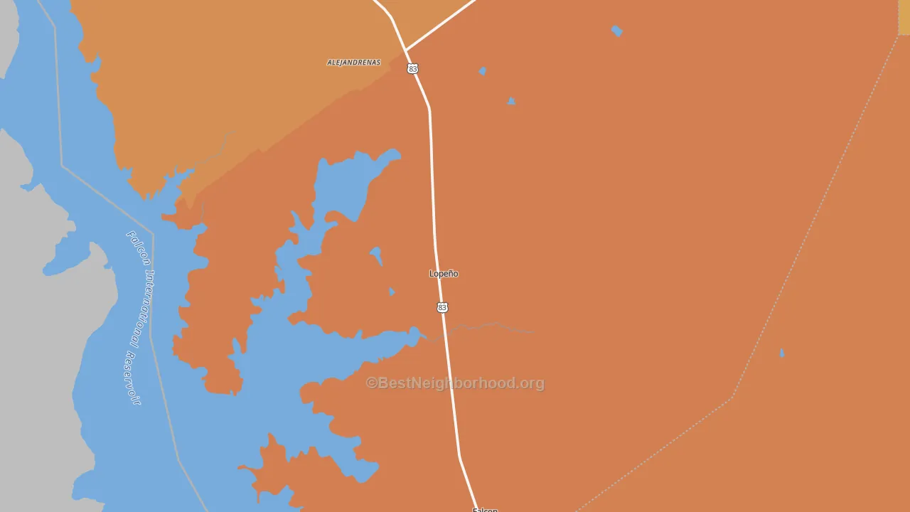 Map of the best neighborhoods in the Lopeno area, with better matches in green and worse matches in red