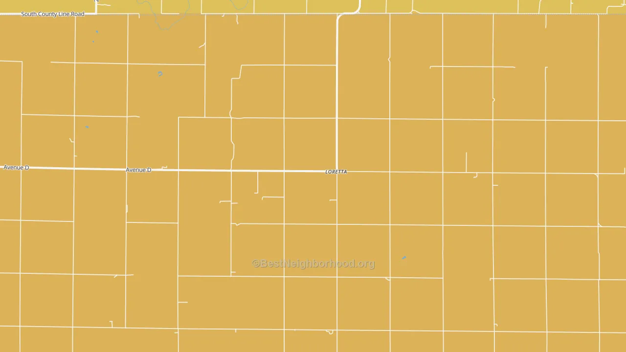 Map of the best neighborhoods in the Loretta area, with better matches in green and worse matches in red