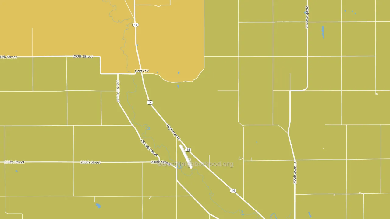 Map of the best neighborhoods in the Loretto area, with better matches in green and worse matches in red