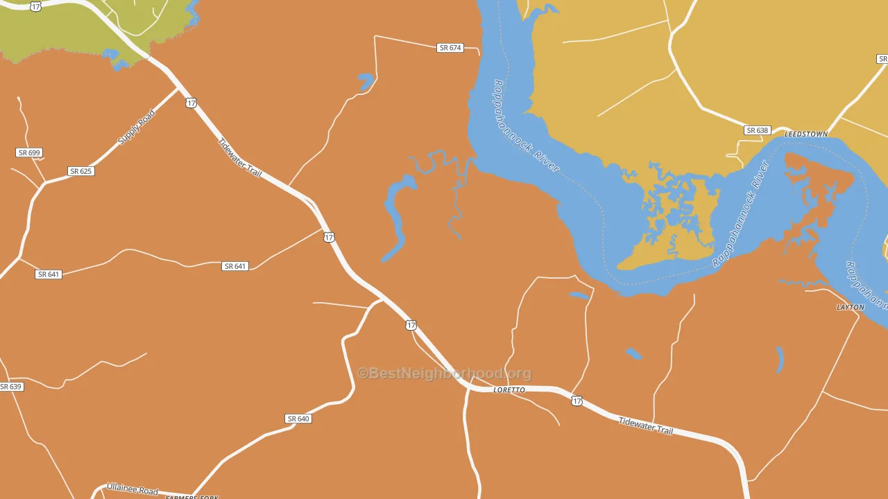 Map of the best neighborhoods in the Loretto area, with better matches in green and worse matches in red