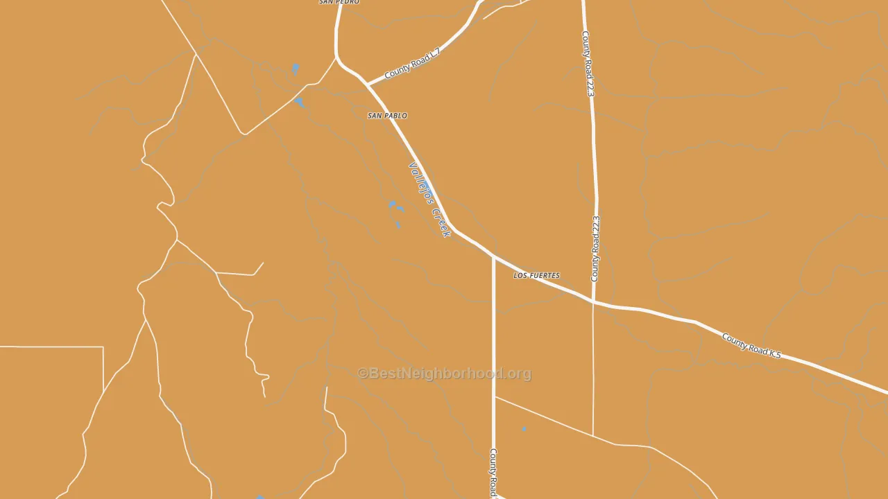 Map of the best neighborhoods in the Los Fuertes area, with better matches in green and worse matches in red