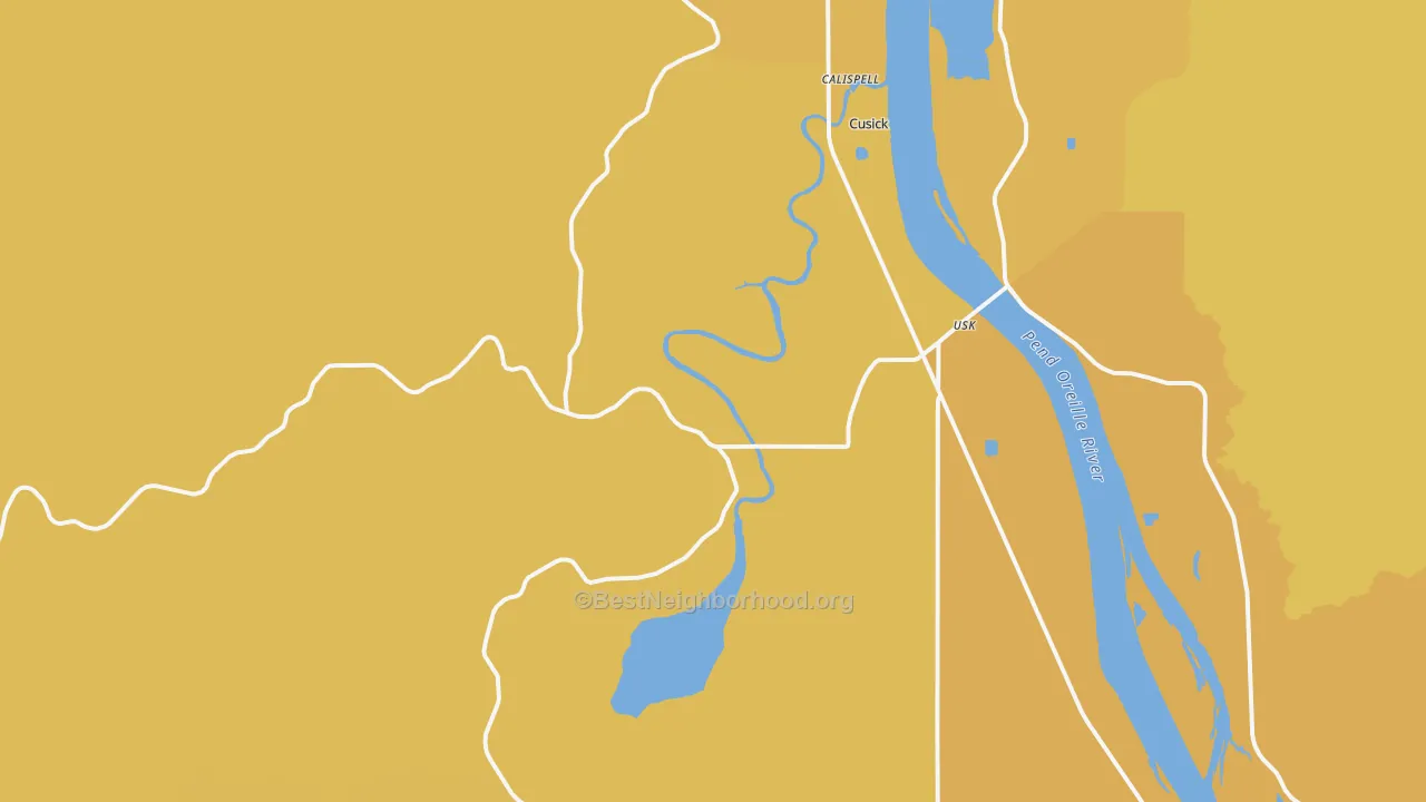Map of the best neighborhoods in the Lost Creek area, with better matches in green and worse matches in red