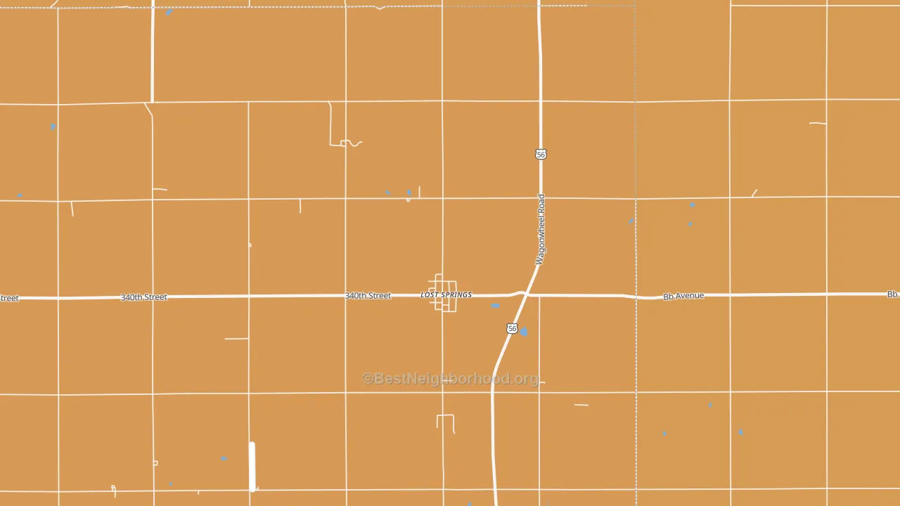 Map of the best neighborhoods in the Lost Springs area, with better matches in green and worse matches in red