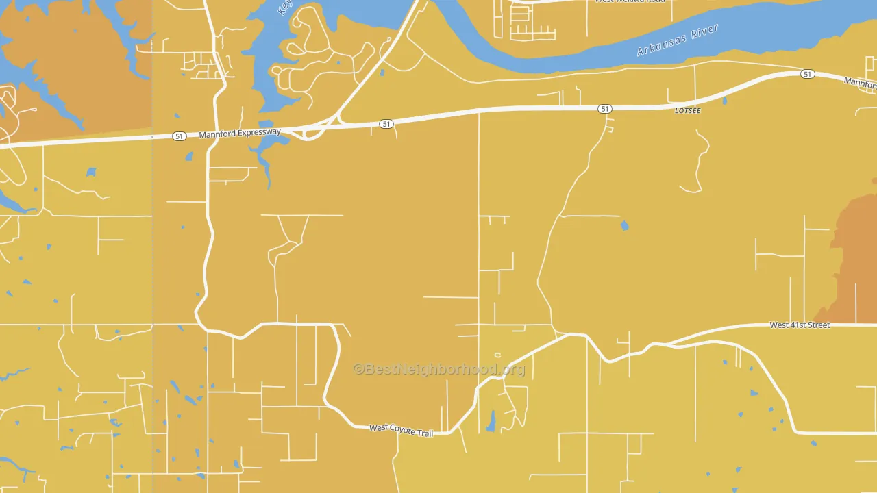 Map of the best neighborhoods in the Lotsee area, with better matches in green and worse matches in red