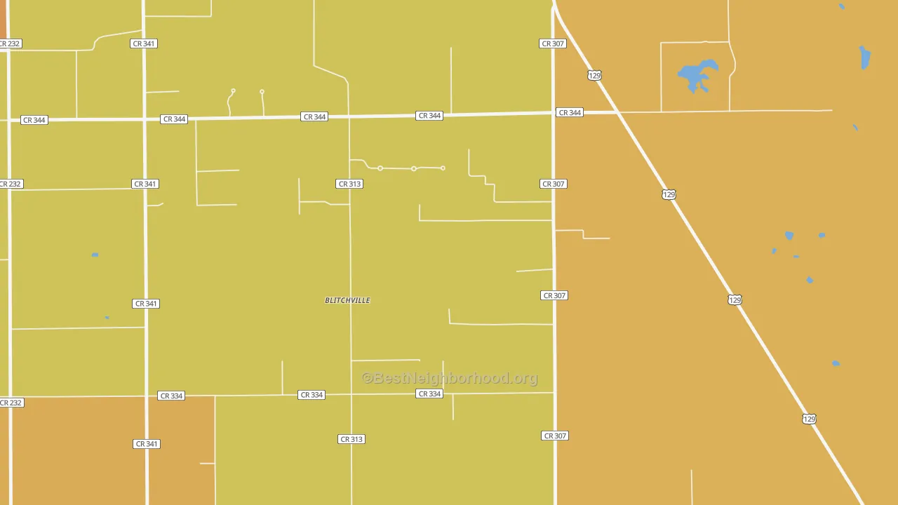 Map of the best neighborhoods in the Lottieville area, with better matches in green and worse matches in red