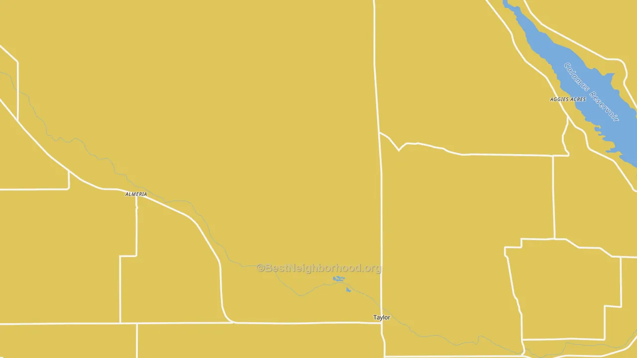Map of the best neighborhoods in the Loup County area, with better matches in green and worse matches in red