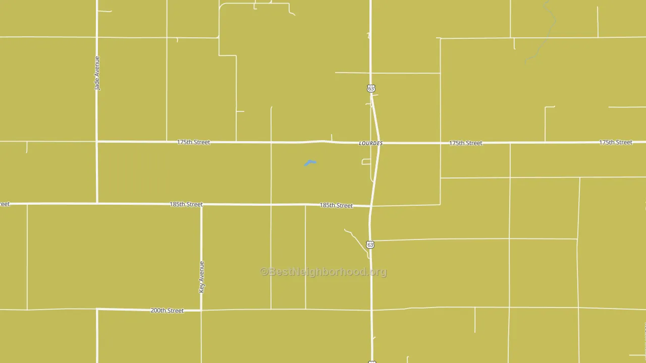 Map of the best neighborhoods in the Lourdes area, with better matches in green and worse matches in red