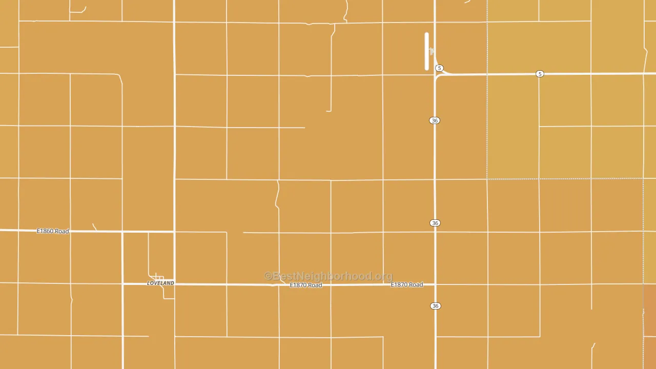 Map of the best neighborhoods in the Loveland area, with better matches in green and worse matches in red
