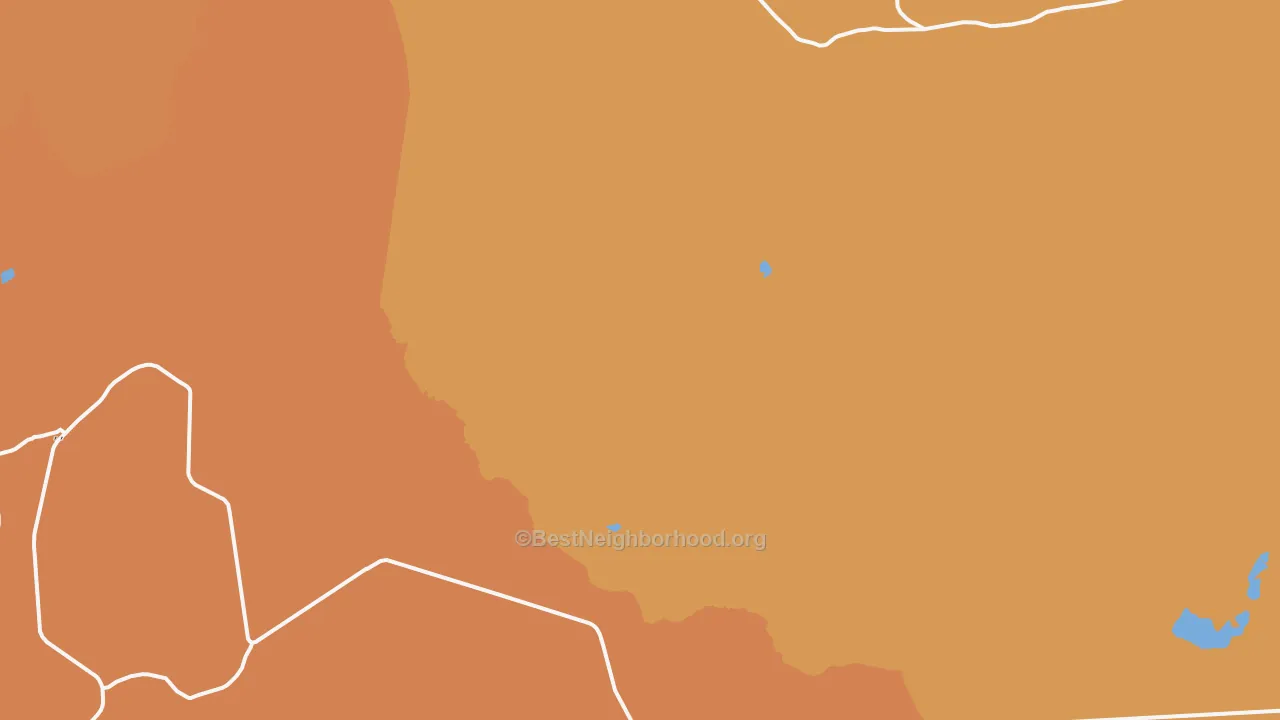Map of the best neighborhoods in the Low Mountain area, with better matches in green and worse matches in red