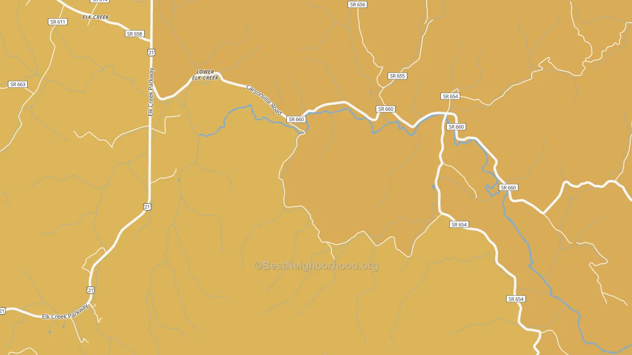 Map of the best neighborhoods in the Lower Elk Creek area, with better matches in green and worse matches in red