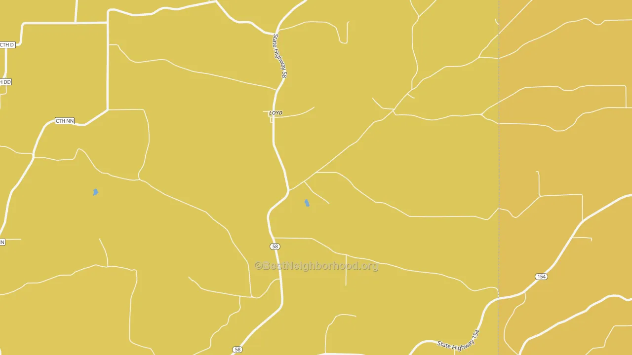 Map of the best neighborhoods in the Loyd area, with better matches in green and worse matches in red