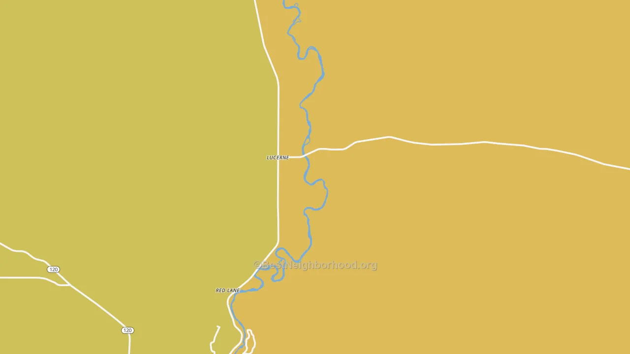 Map of the best neighborhoods in the Lucerne area, with better matches in green and worse matches in red