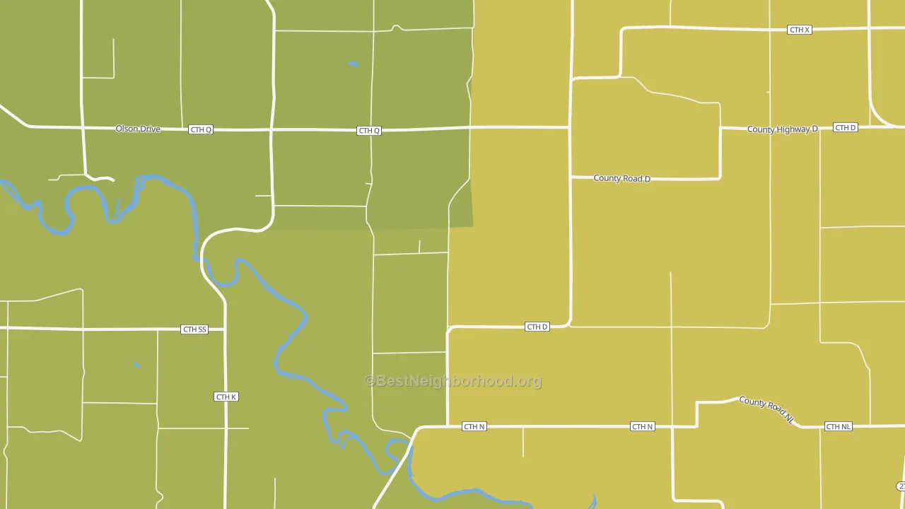 Map of the best neighborhoods in the Ludington area, with better matches in green and worse matches in red