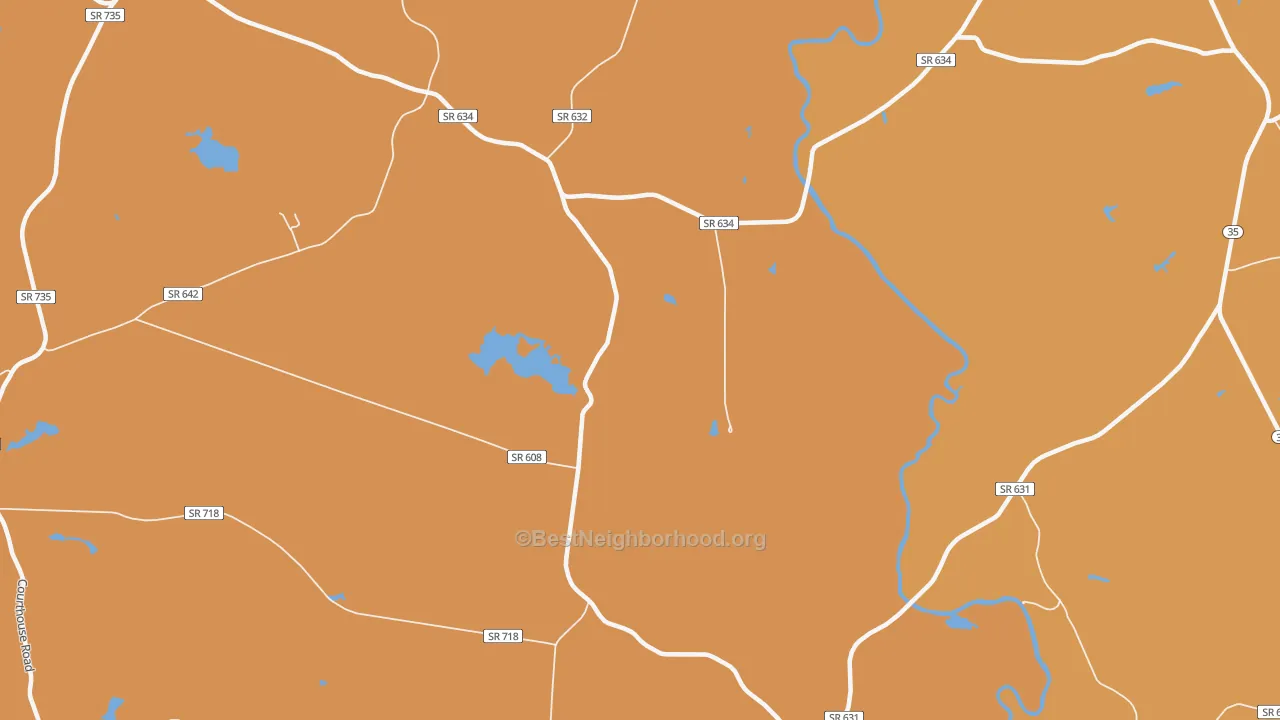 Map of the best neighborhoods in the Lumberton area, with better matches in green and worse matches in red