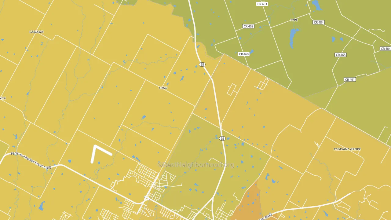 Map of the best neighborhoods in the Lund area, with better matches in green and worse matches in red