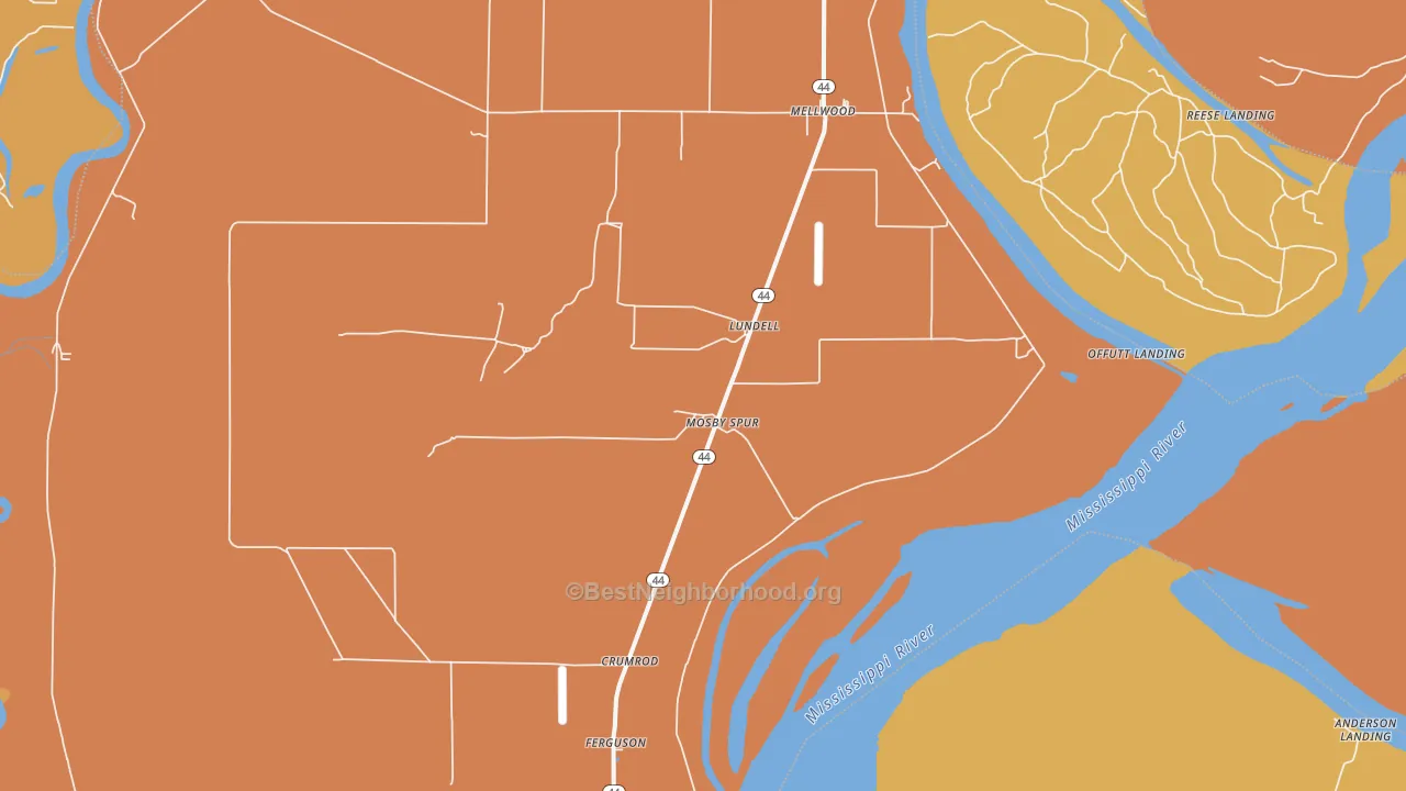 Map of the best neighborhoods in the Lundell area, with better matches in green and worse matches in red