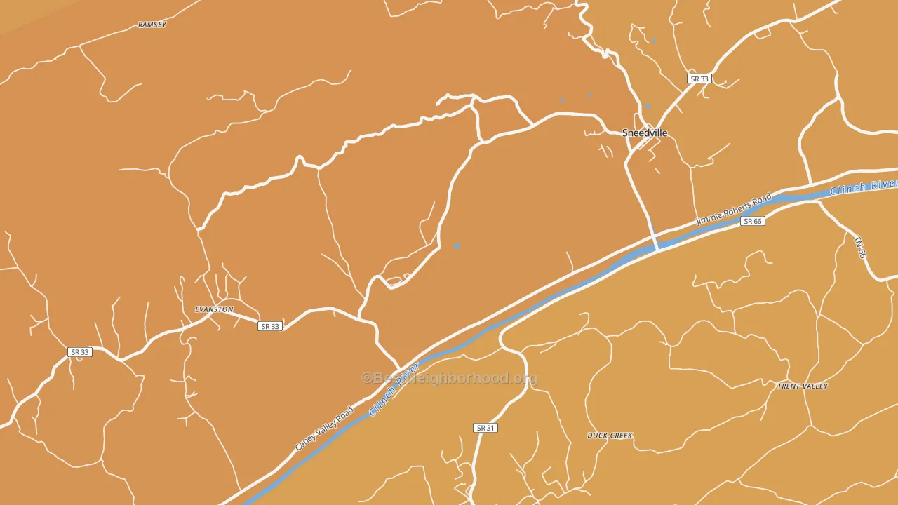 Map of the best neighborhoods in the Luther area, with better matches in green and worse matches in red