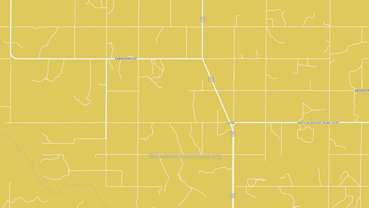 Map of the best neighborhoods in the Lutie area, with better matches in green and worse matches in red